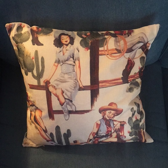 Other - Western COWGIRL PILLOW COVER Pin Up RETRO